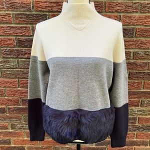 J. Crew Colorblock Mock Neck Lambswool Sweater